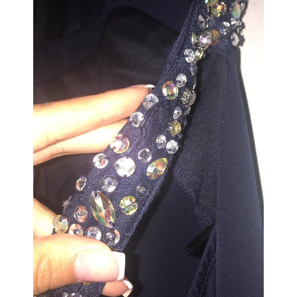 Formal beaded accent navy blue Dress - Picture 7 of 10
